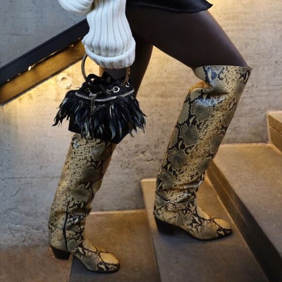 JIMMY CHOO Beca 45mm Snake-Print Boot - Picture 1 of 17